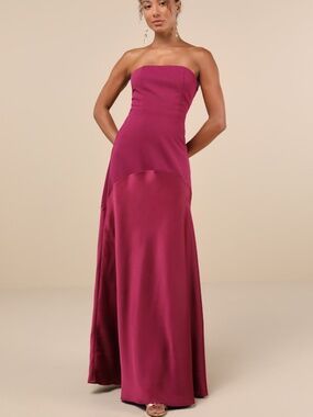Lulus Compelling Style Plum Purple Strapless A-line Maxi Dress - Size XL